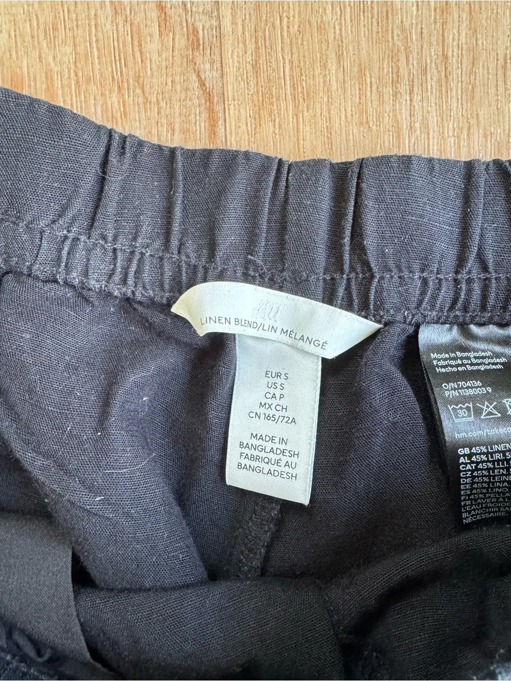 H&M Black Wide Leg Linen Blend Pants